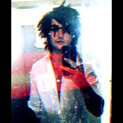 Emo-Style Selfie with Phone, Red and Black Aesthetic