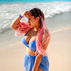 Stunning beach model pose