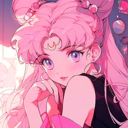 Pink-haired anime character in modern style