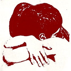 Vintage Art Print - Red and Black Photo of a Young Woman