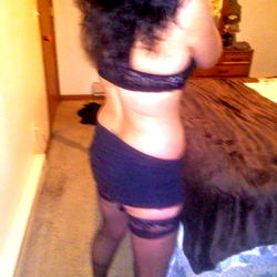 Twisted Emily in Black and Blue Lingerie, Striking a Pose in Her Bedroom