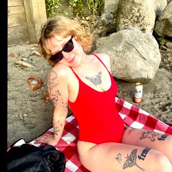 Cherry Sunbathing on the Beach