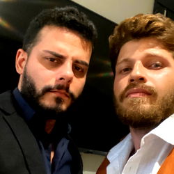 Friendly pose with a beard