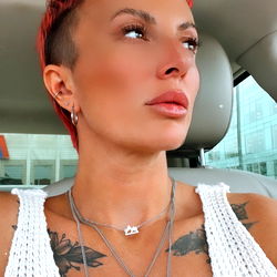 Milan, Manchester model with unique hairstyle