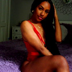 Model in Red Lingerie, Hair Braided