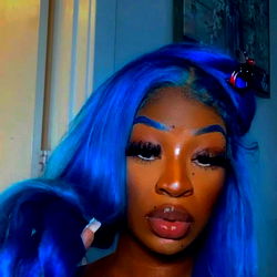 Vivid Blue Hair, Makeup and Eyelashes