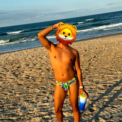 Man in Swimwear on Beach