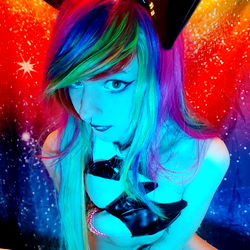 Colorful Female Model with Blue Hair