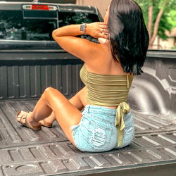 OnlyFans Model Sitting in a Pickup Truck