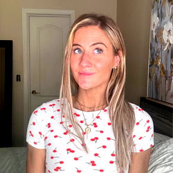 Jenna, A Model with Red Hair and Strawberry Print Blouse