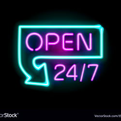 Vibrant Neon Open Sign with 24/7 Hours - OnlyFans Promotion