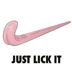 Nike Swoosh with 'Just Lick It' Text and Pink Lip Balm