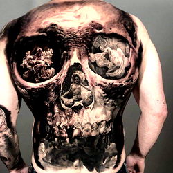 Black and White Tattoo on Torso