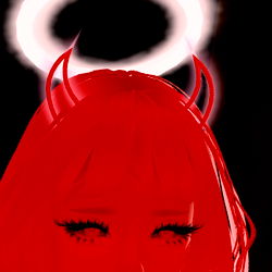 Fantasy Art of Onlyfans Model: Red Angel with Devil Horns and Glowing Halo