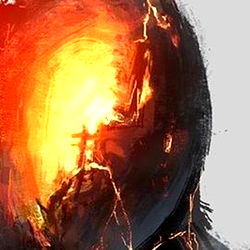 Artistic Portrait of a Man with Flames in the Background