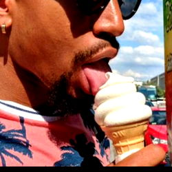 Enjoying a Double Scoop Ice Cream