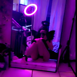 Vibrant Purple Light Room Selfie