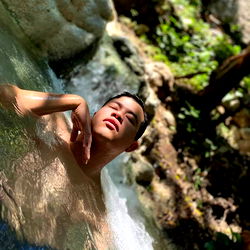 Peaceful relaxation in a natural hot spring