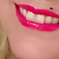 Smiling Woman in Red Lipstick