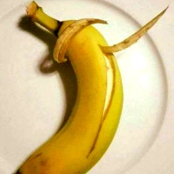 Banana Peel Art on a White Plate