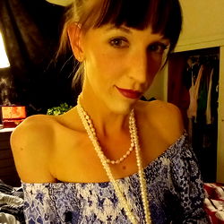 OnlyFans Model Trona in Ruffled Blue Dress
