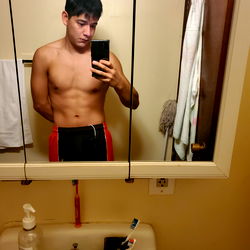 Alejandro Contreras - Shirtless Selfie in Bathroom Mirror