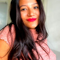 Fashionable Woman with Red Lipstick