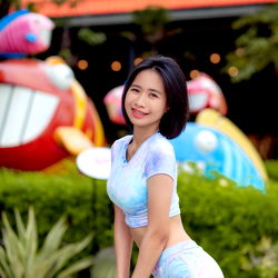 Narumon Thamma in Playful Pose at Amusement Park