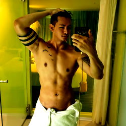 Fitness Model And Posing in Bathrobe