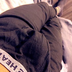 Aj in Black Loungewear on Bed