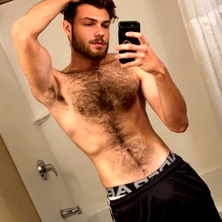 Model Gavin Cole in a Hotel Bathroom