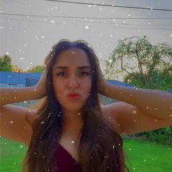 Stylish Long Hair Woman in Purple Dress