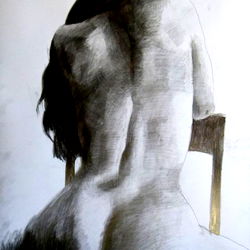 Alessia, a pencil sketch showcasing her elegance and beauty. The artist's skillful use of shading creates depth and realism in this piece.