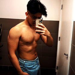 Buff Male Model in Bathroom