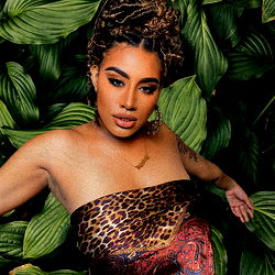 Female Model in Tropical Setting with Wildlife