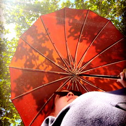Woman in London with Red Umbrella