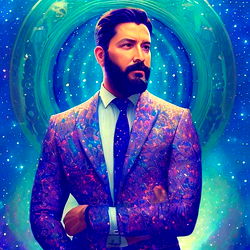 Stylish Space Age Gentleman in Suit