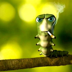 DrinkAqua, a cute animated sloth enjoying a smoke on a branch