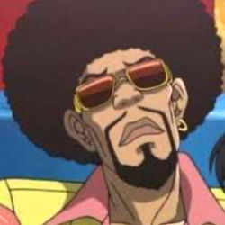 Rapper with Afro and Sunglasses, Seated