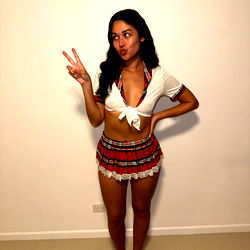 Model Photograph of Sophie in a Schoolgirl Outfit