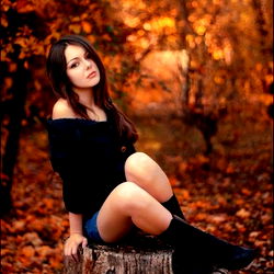 A Model of Aliza Sin in an Autumn Scene