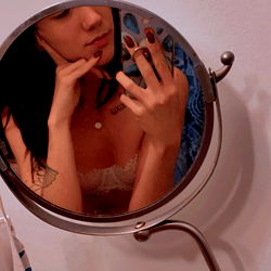 Model Akira in Bathroom Mirror