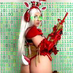 Sexy OnlyFans Model Lewdy Posing with Binary Backdrop