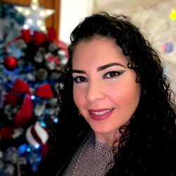 Woman Posing with Christmas Tree