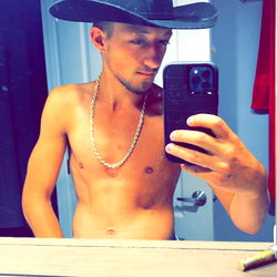 OnlyFans Model Jack~Frost69 in Cowboy Hat Taking Selfie