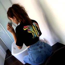 Geo Showing Off Her Colorful Jeans