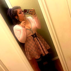 Ash in Plaid Skirt Taking a Mirror Selfie