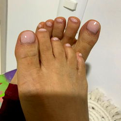 Beautifully Manicured Feet in a Minimalist Nail Polish, I Feel 4 U