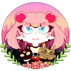 Anime-inspired Character Portrait with Two Cats