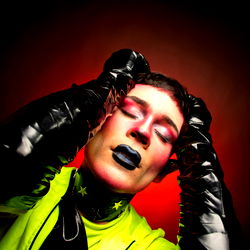 Stylish and Dramatic Model Wolf Gemini in a Yellow Gown